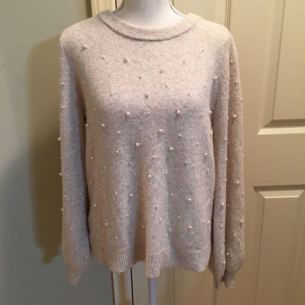 LOFT Faux Pearls Embellished Sweater